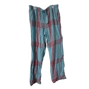 Victoria's Secret Pajama Pants Womens Blue Pink Plaid Sleepwear, Medium